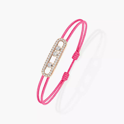 [Shinejoy]Messika Care(s) pink cord pavé bracelet