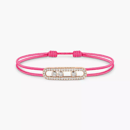 [Shinejoy]Messika Care(s) pink cord pavé bracelet