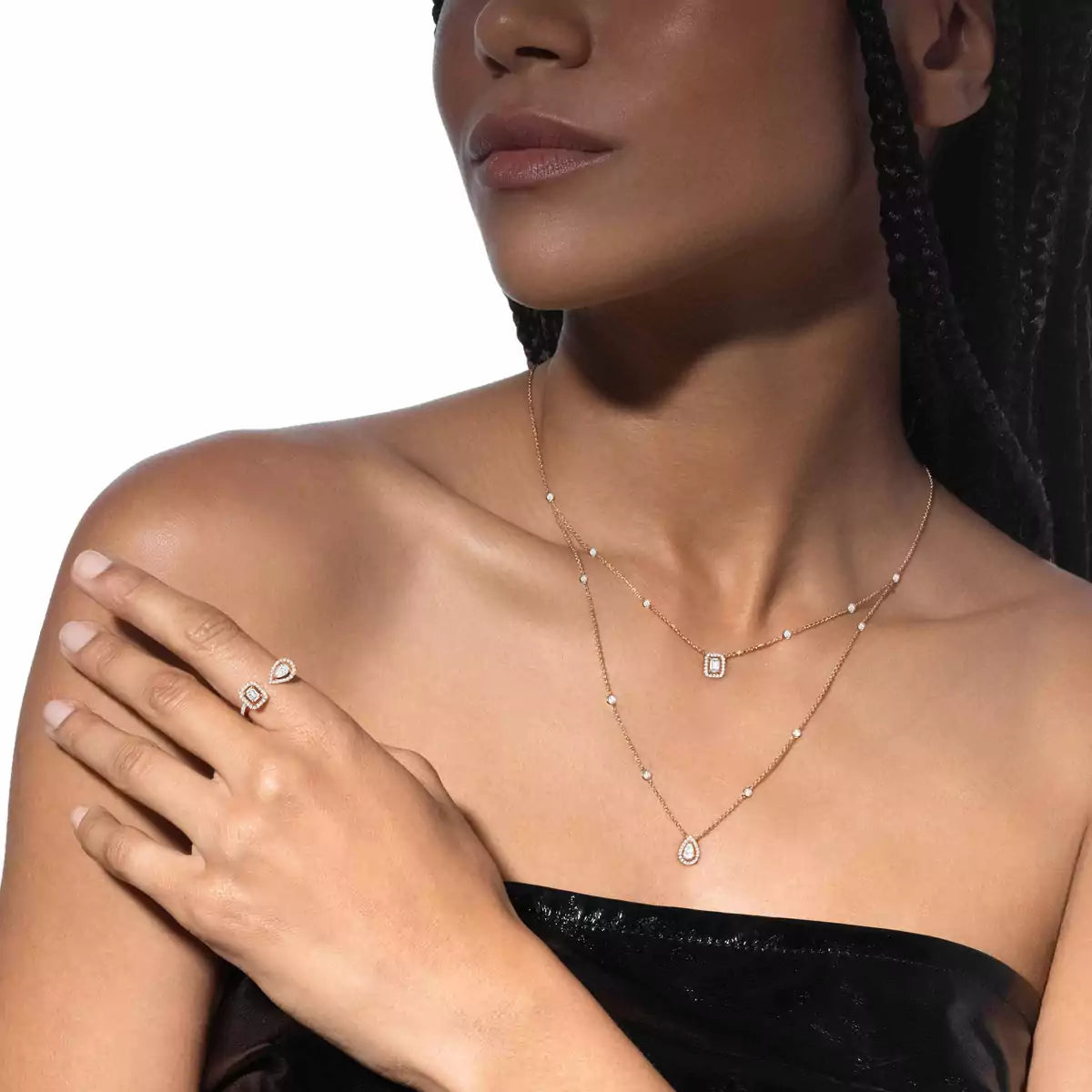 [Shinejoy]Diamond Necklace My Twin 2 Rows
