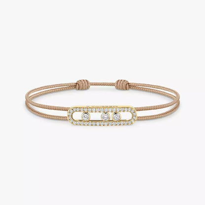 [Shinejoy]Messika Care(s) pink cord pavé bracelet