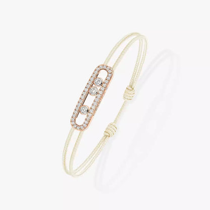 [Shinejoy]Messika Care(s) pink cord pavé bracelet