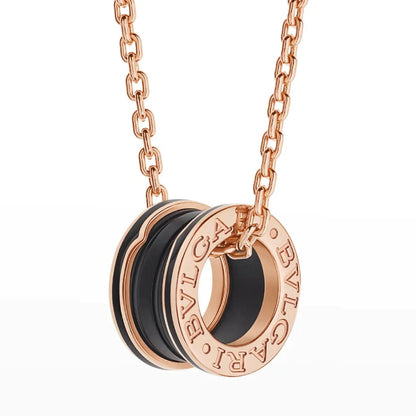 [Shinejoy]ZERO 1 BLACK CERAMIC PINK GOLD NECKLACE