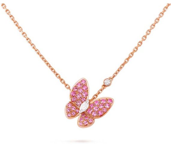 [Shinejoy]BUTTERFLY RED DIAMOND ROSE GOLD NECKLACE