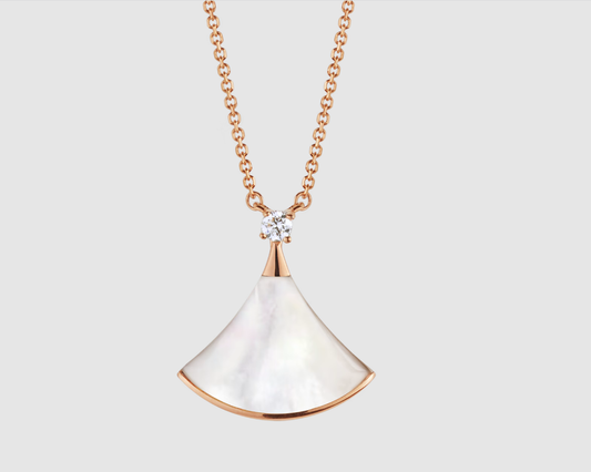 [Shinejoy]DREAM NECKLACE WHITE MOP PINK GOLD 1 DIAMOND