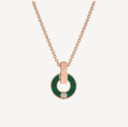 [Shinejoy]GARI NECKLACE PINK GOLD MALACHITE