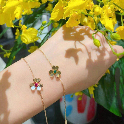 [Shinejoy]FRIVOLE GOLD FLOWER PINK MALACHITE BRACELET
