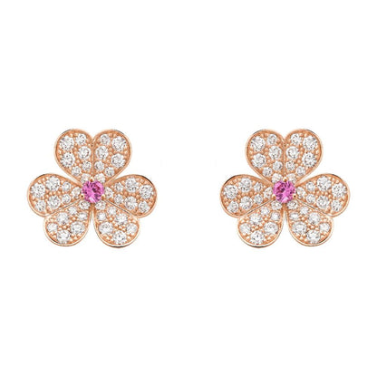 [Shinejoy]FRIVOLE PINK GOLD FLOWER DIAMOND EARRINGS