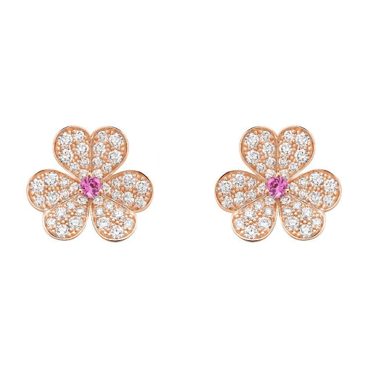 [Shinejoy]FRIVOLE PINK GOLD FLOWER DIAMOND EARRINGS