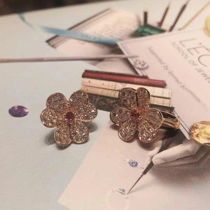 [Shinejoy]FRIVOLE PINK GOLD FLOWER DIAMOND EARRINGS