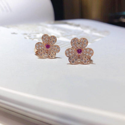 [Shinejoy]FRIVOLE PINK GOLD FLOWER DIAMOND EARRINGS