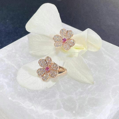 [Shinejoy]FRIVOLE PINK GOLD FLOWER DIAMOND EARRINGS