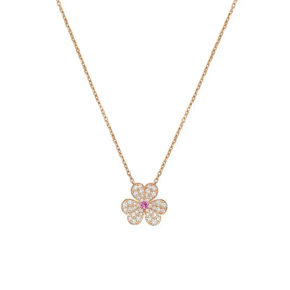 [Shinejoy]FRIVOLE ROSE GOLD FLOWER DIAMOND NECKLACE
