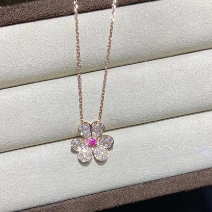 [Shinejoy]FRIVOLE ROSE GOLD FLOWER DIAMOND NECKLACE