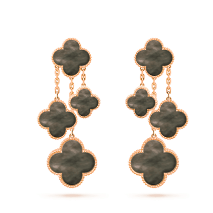 [Shinejoy]CLOVER EARRINGS DARK MOP 4 MOTIFS ROSE GOLD
