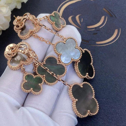 [Shinejoy]CLOVER EARRINGS DARK MOP 4 MOTIFS ROSE GOLD