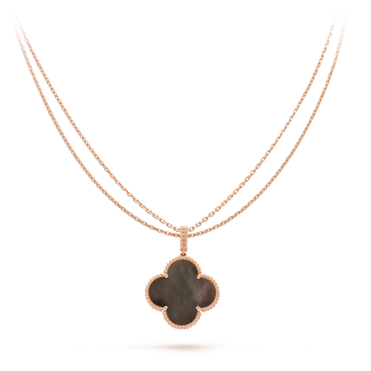 [Shinejoy]CLOVER 25MM GOLD DARK MOP BIG CLOVER NECKLACE