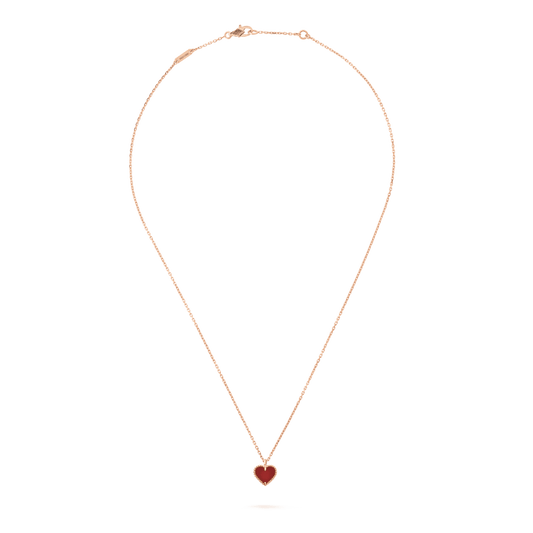 [Shinejoy]SWEET CLOVER CARNELIAN HEART NECKLACE