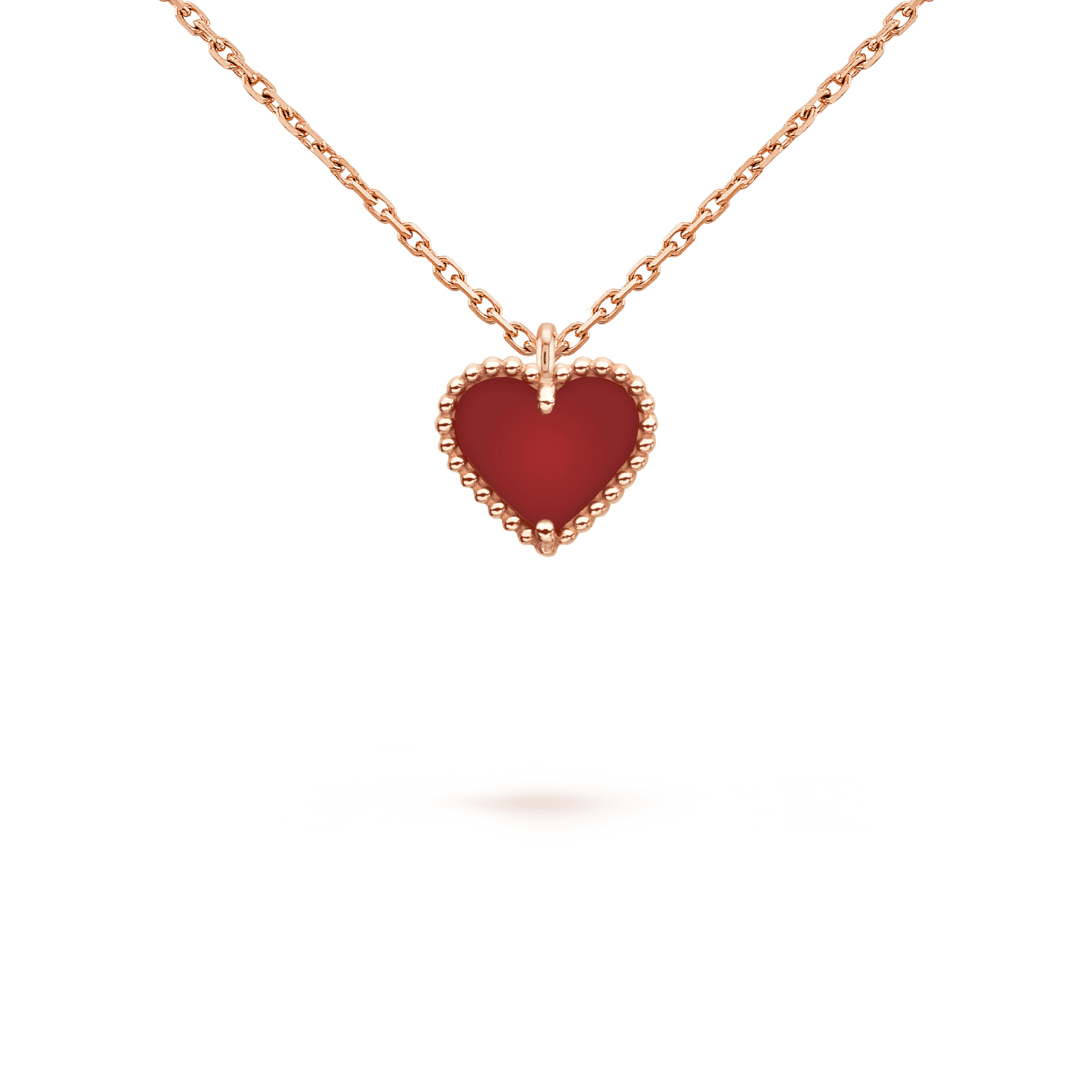[Shinejoy]SWEET CLOVER CARNELIAN HEART NECKLACE
