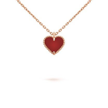[Shinejoy]SWEET CLOVER CARNELIAN HEART NECKLACE