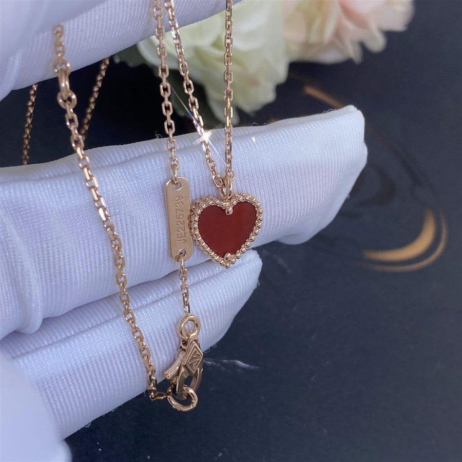 [Shinejoy]SWEET CLOVER CARNELIAN HEART NECKLACE