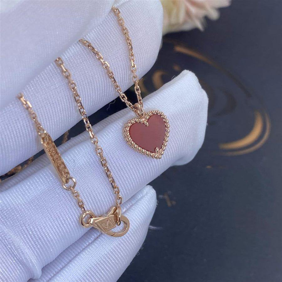 [Shinejoy]SWEET CLOVER CARNELIAN HEART NECKLACE