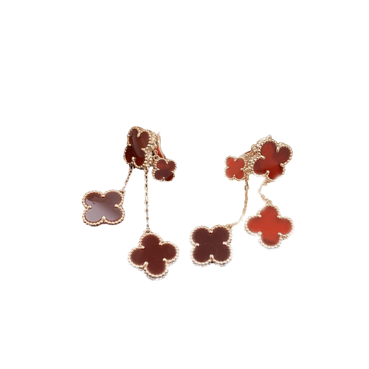 [Shinejoy]CLOVER EARRINGS CARNELIAN 4 MOTIFS PINK GOLD