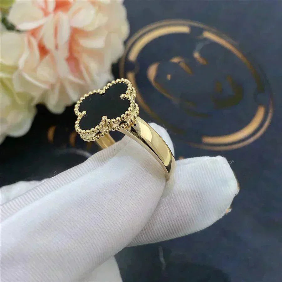 [Shinejoy]CLOVER ONYX RING