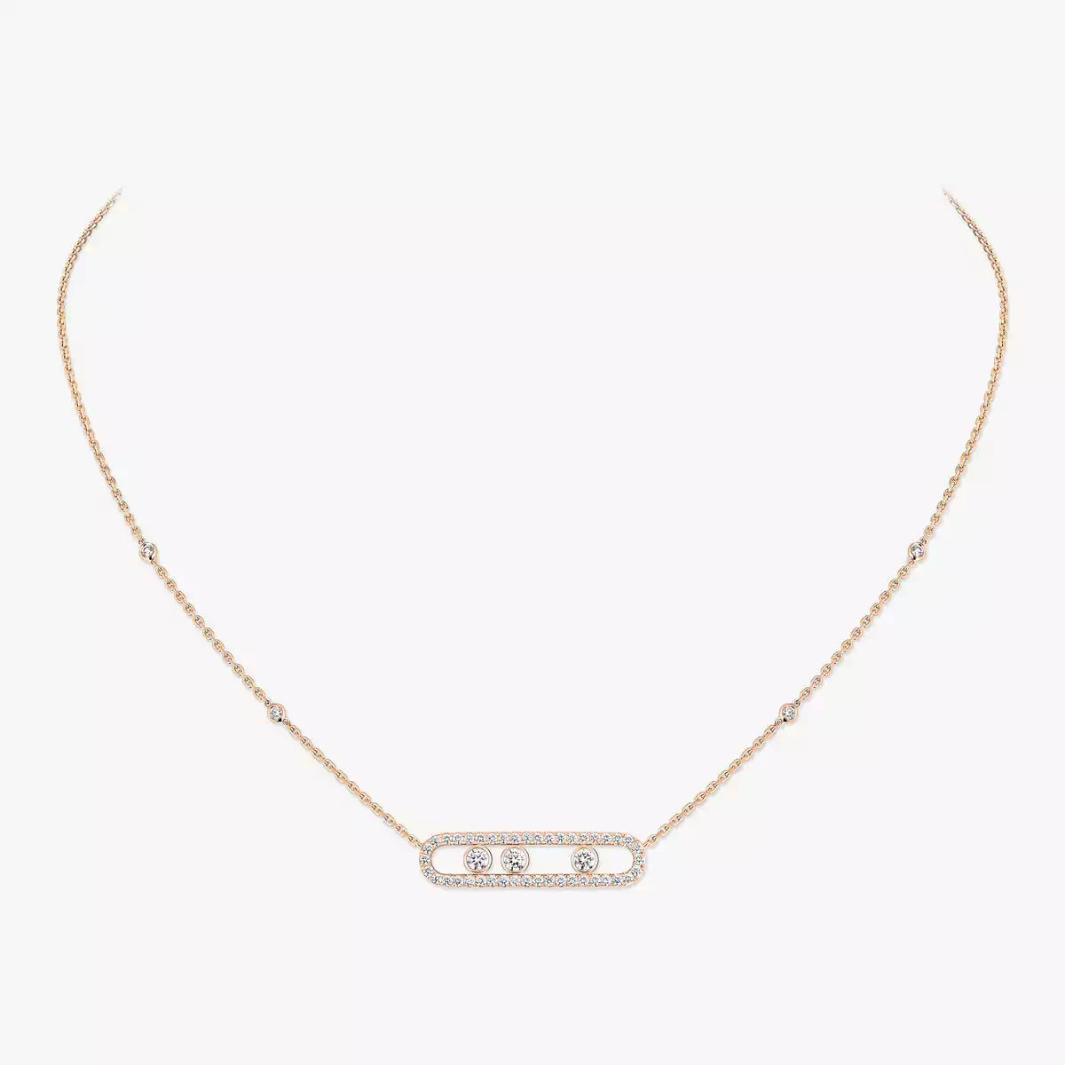 [Shinejoy] Move Pave_ Rose Gold Diamond Necklace