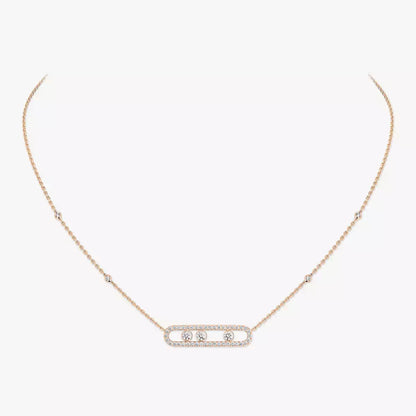 [Shinejoy] Move Pave_ Rose Gold Diamond Necklace
