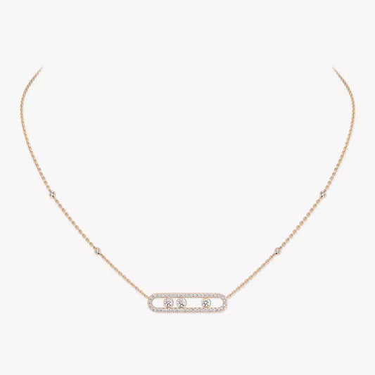 [Shinejoy] Collier en Or Rose Pave_ serti de Diamants