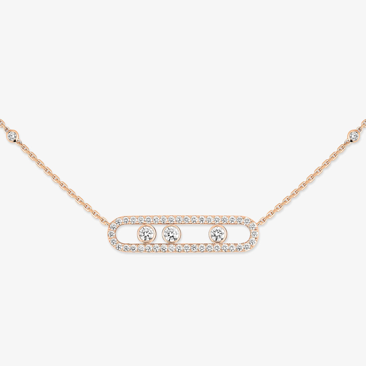[Shinejoy] Move Pave_ Rose Gold Diamond Necklace