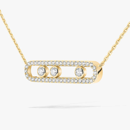 [Shinejoy] Move Pave_ Rose Gold Diamond Necklace