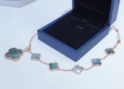 [Shinejoy]COMBINED BRACELET 5 MOTIFS AND NECKLACE DARK MOP ROSE GOLD