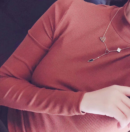 [Shinejoy]LUCKY SPRING 4 MOTIFS ROSE GOLD NECKLACE