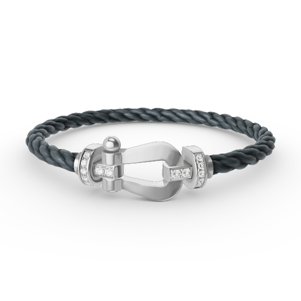 [Shinejoy]FORCE LARGE HORSESHOE HALF DIAMOND BRACELET SILVER