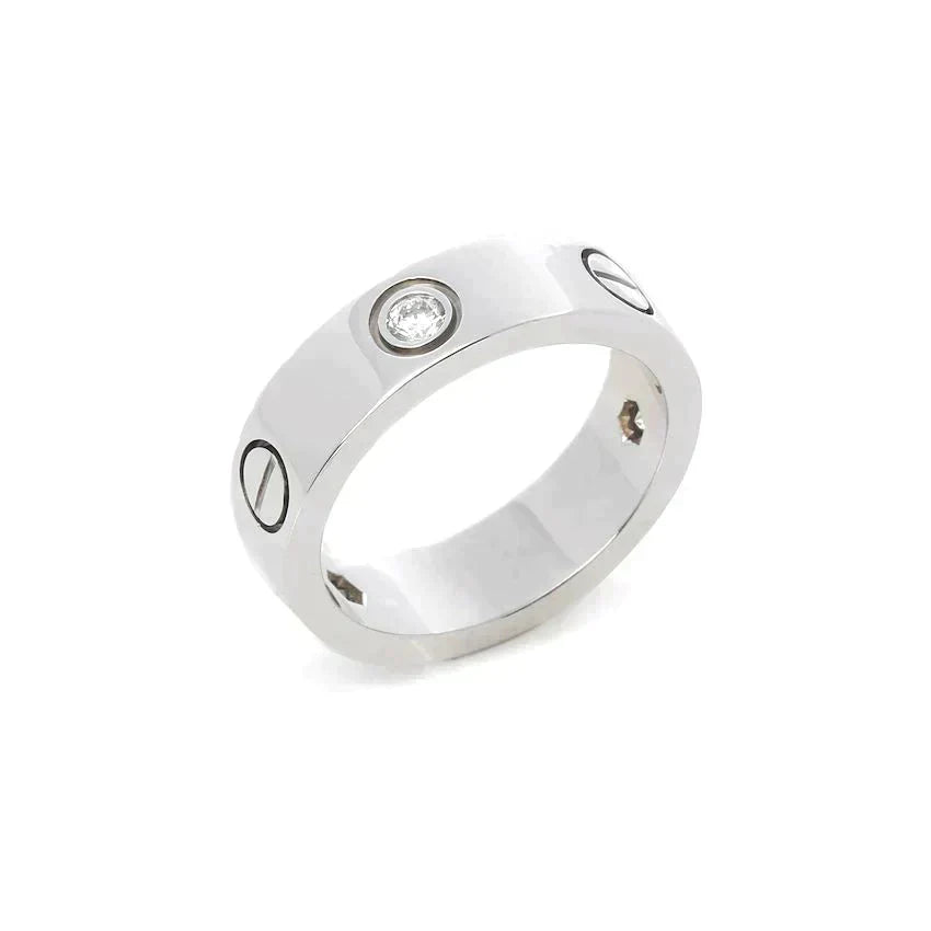 [Shinejoy]LOVE RING 5.5MM 3 DIAMONDS SILVER